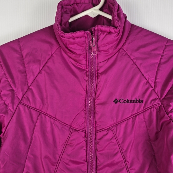 Columbia Womens Hot Pink Lightweight Thin Puffer Jacket Size Small Zip UpPockets - Picture 3 of 15